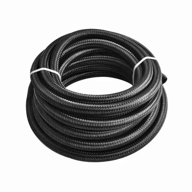 Black Fuel Hose Oil Gas Line AN4-AN6-AN8-AN10-AN12 Nylon/Stainless Steel Braided