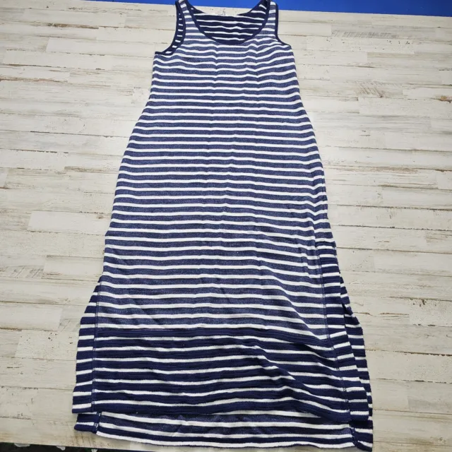 Tommy Bahama Womens Blue Striped Sleeveless Ribbed Cotton Maxi Dress Size MED