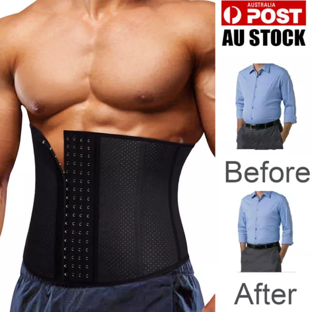 Mens Waist Trainer Cincher Corset Gym Sport Body Shaper Slim Tummy Control Belt