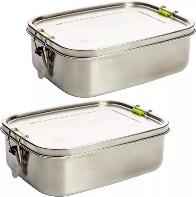 2er Set  Edelstahl Lunchbox Butter Brotdose Brotzeit Aufbewahrung Frühstück Box