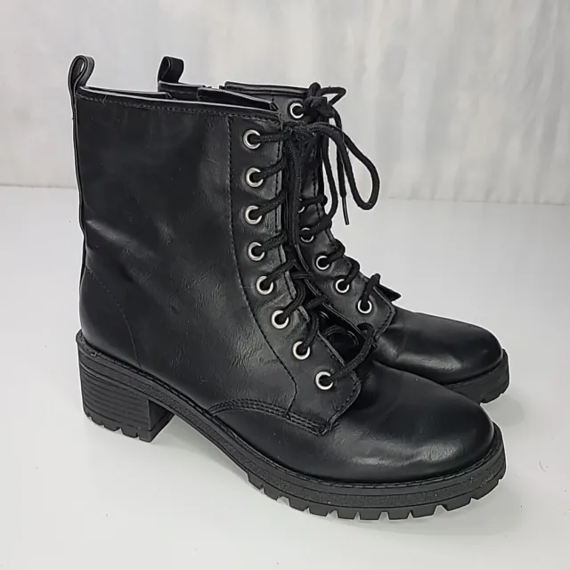 Steve Madden womens 8 Madden Girl Eloisee Black Combat Style Boot side zipper