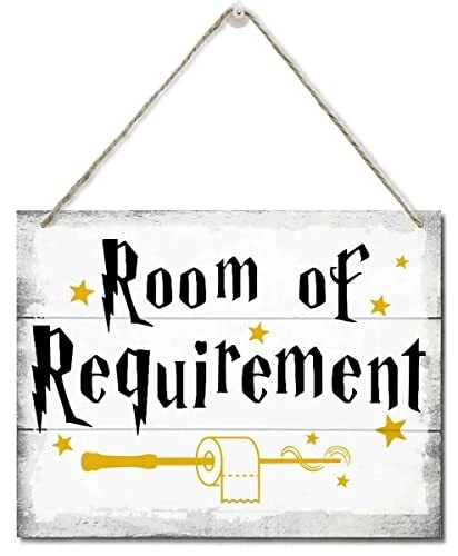 Funny Room of Requirement Sign, Hanging Printed Wall Plaque Wood Signs,