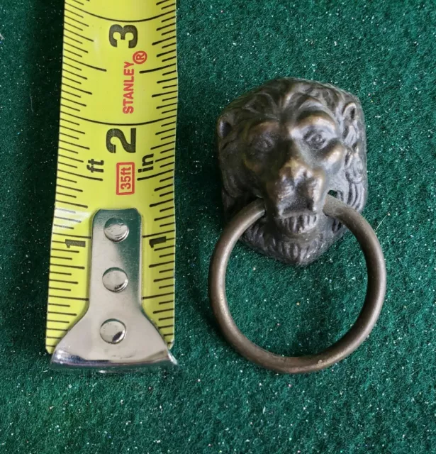 Single Antique Lion Head Drawer Pull With Ring (N65B)