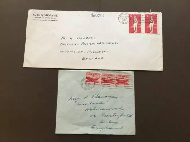 2 USA 1948 & 1963  Air Mail stamp Cover (593)