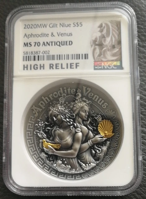 2020 APHRODITE AND VENUS GODDESSES NIUE 2oz SILVER COIN NGC MS70 维纳斯