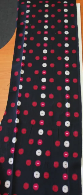 Vintage Japanese Kimono Silk Fabric Black Wool Red Dots Weave 59"AUS Stock