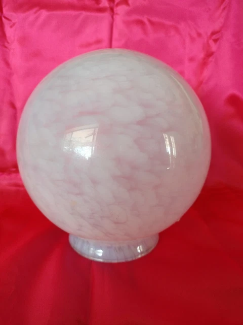 6" Diameter Glass Lamp Shade Round Globe Celestial Light Blue Color Vintage MCM