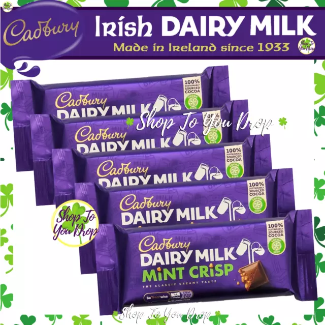 5 IRISH CADBURY MINT CRISP CHOCOLATE 54g BARS GIFT✨SPECIAL OFFER✨BB 10/24✨£9.95✨