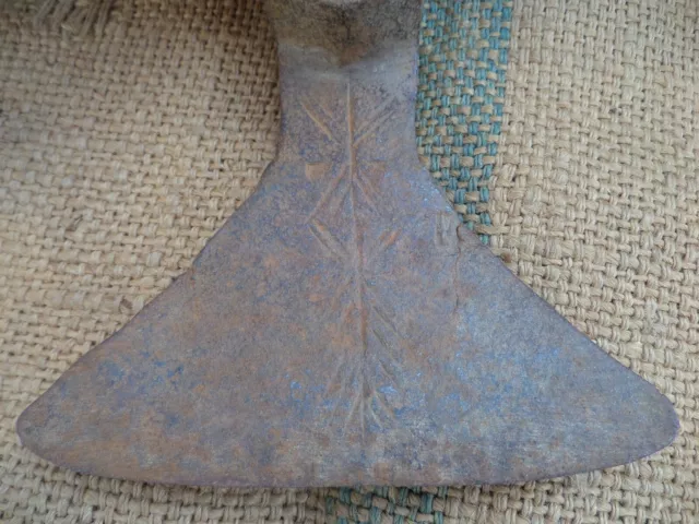 Decorated Antique Adze Hoe Pick Mattock Digger Wrought Iron Hand Forged