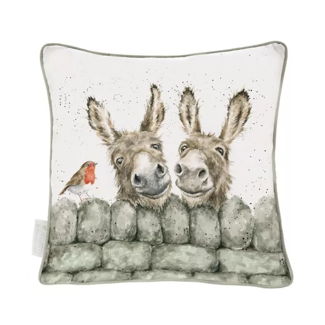 Wrendale Designs Hee Haw Donkeys Donkey Robin Reversible Feather Cushion