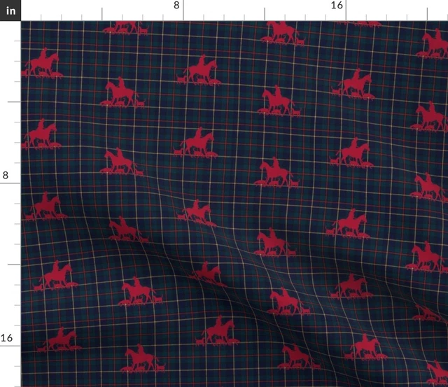 Traditional Plaid Equestrian Horse Pony Preppy Spoonflower Fabric by the Yard