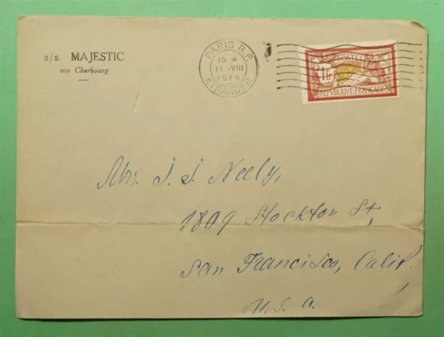 DR WHO 1925 FRANCE PAQUEBOT MAJESTIC SHIP PARIS TO USA  i88486