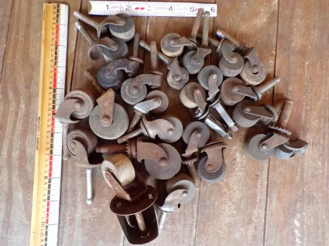 Lot of Vintage Antique Wheels Casters Furniture Table Chair Dresser Wood