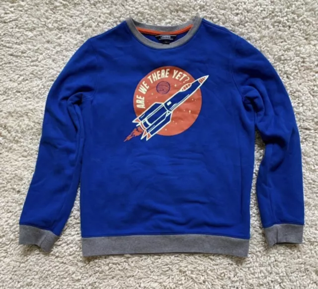 Boys Lands End Blue Rocket Sweatshirt 18 20 XL
