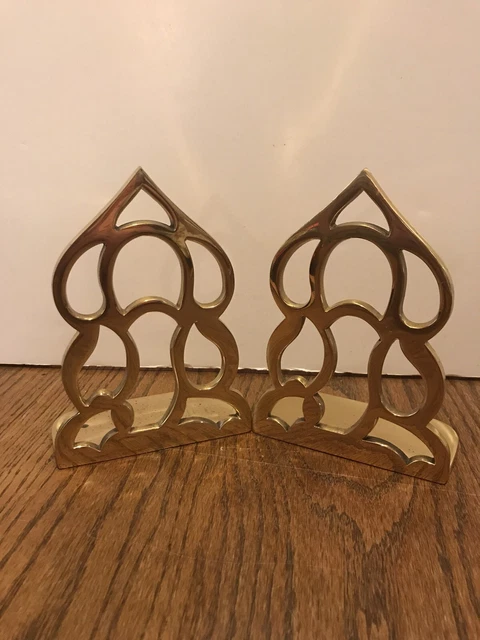 Vintage “Monticello” Virginia METALCRAFTERS Shiny Brass Pierced Ornate Bookends