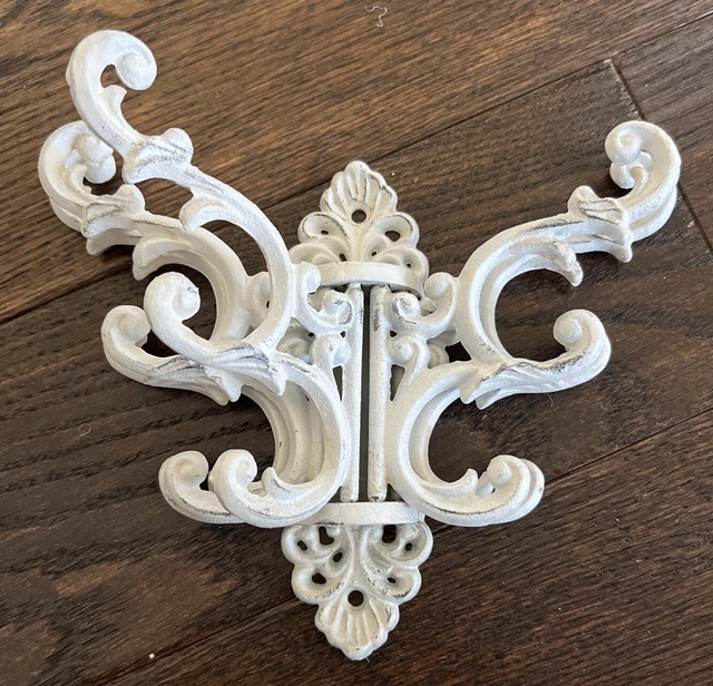 White Cast Iron Victorian Style Swing Arm Swivel 5 Hook Wall Coat Hanger  Shabby