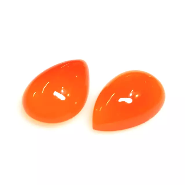 1x Corniola - Rosso Arancio Gocce, Pera Cabochon 9,5x14,5mm (2084)