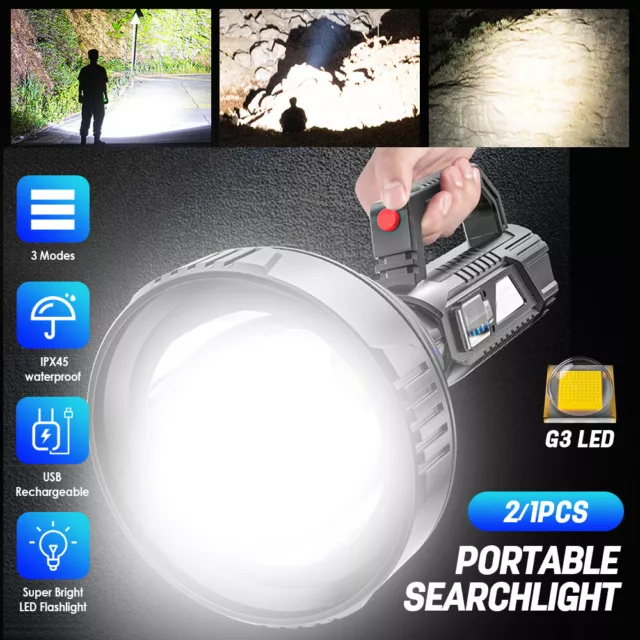100000LM LED Super-Bright Searchlight LED Flashlight Rechargeable Powerful Torch