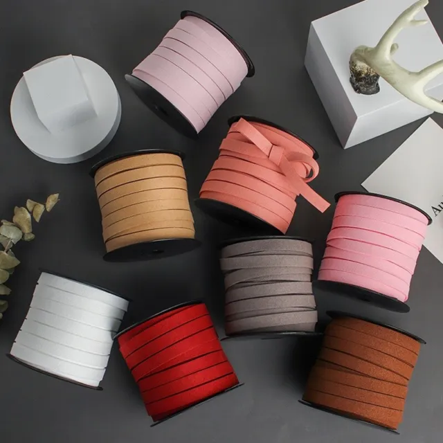 25yds Faux Leather Suede Cord Lace Flat Strap Thread Bead String DIY 10mm