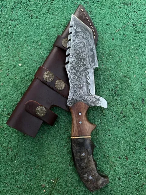 Damascus Steel hunting Skinning tracker fix Tanto blade Knife DAMASCUS KNIVES