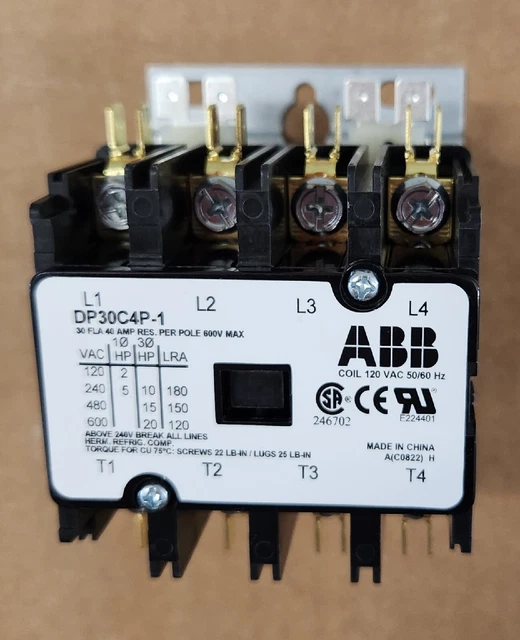 ABB DP30C4P-1 120V Definite Purpose Contactor + 1 Year Warranty