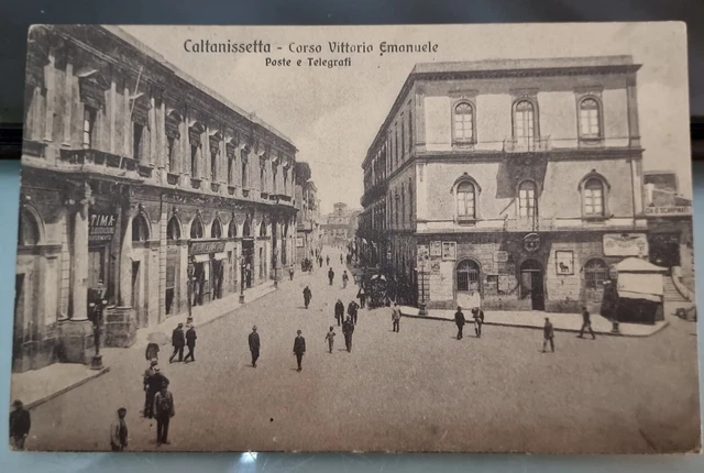 Cartolina Caltanissetta - Corso Vittorio Emanuele Poste E Telegrafica Fp /vg