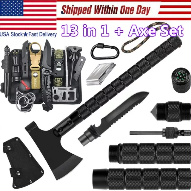 Camping Survival Gear Axe Kit Tactical Tomahawk Emergency Tools Outdoor Hiking