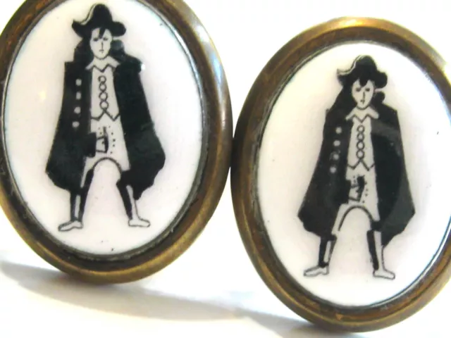 Rare 1960'S Canterbury Wanker Risque Sexual Black & White Porcelain Cuff Links 2