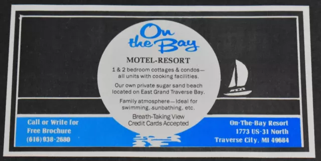 1986 Print Ad Michigan Traverse City On the Bay Motel Resort Cottages Condos art