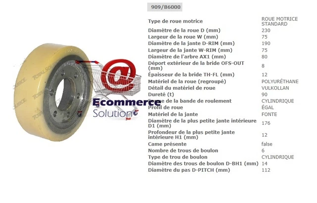 Roue Motrice Vulkolan Pour Transpalette électrique Jungheinrich - Réf. Multiples