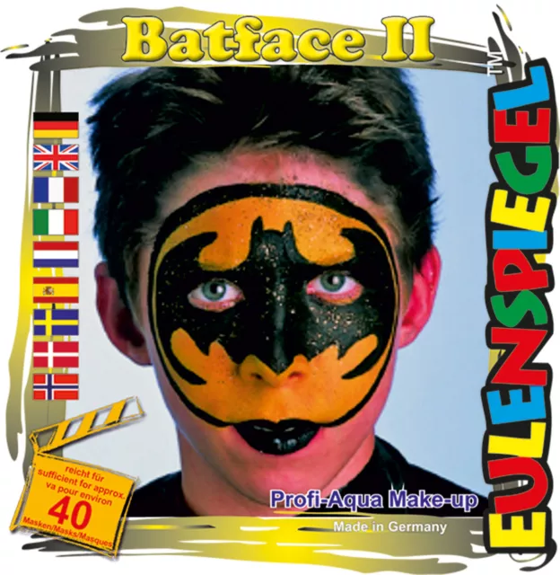 Eulenspiegel Set Tema Batface II, Schmink-Set Con Schmink-Anleitung, 1 Pincel