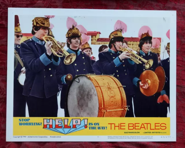HELP 1965 The Beatles ORIG LOBBY CARD #7 rock & roll John, Paul, Ringo & George