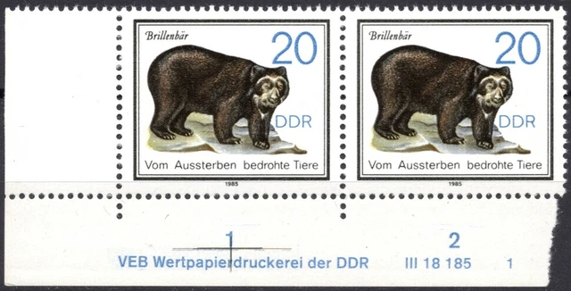 DDR 1985 Mi.Nr. 2954 ** postfrisch Eckrand mit DV Druckvermerk FN 1