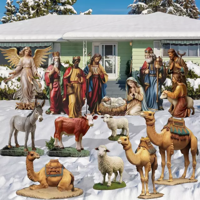 15 Pcs Christmas Outdoor Nativity Set Large Outdoor Yard Signs 4 ft Holy