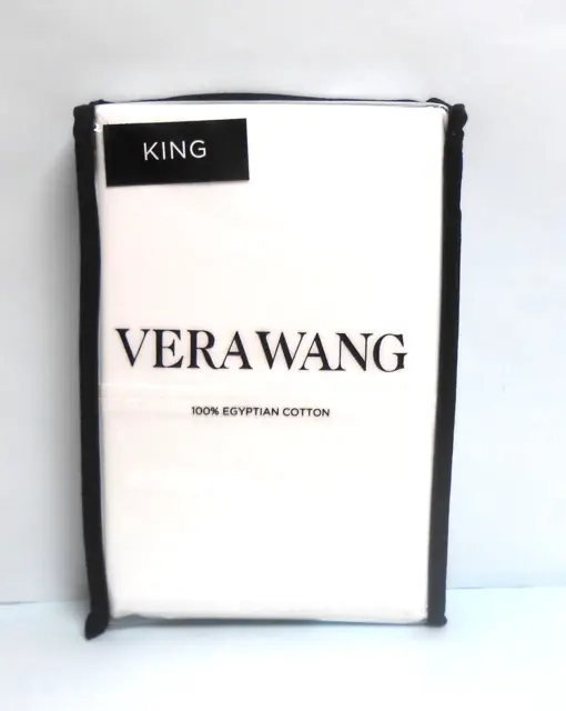 Vera Wang 2 White Pillowcases King Cotton Satin Weave