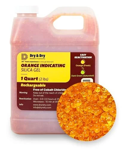 " [1 Quart Premium Orange Indicating Silica Gel Desiccant Beads(Industry