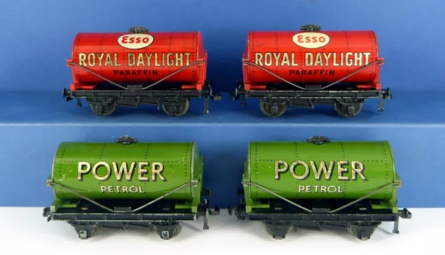 4 Hornby Dublo 3 Rail D1 Tank Wagons 2 X Esso Royal Daylight & 2 X Power Petrol