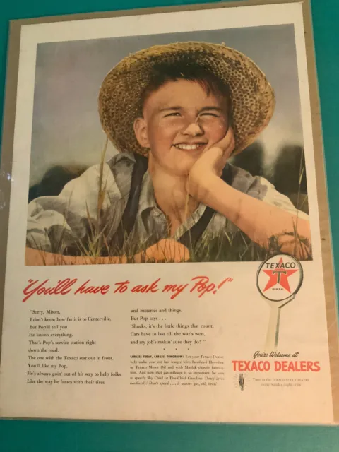 Texaco Ad Paper Boy Straw Hat