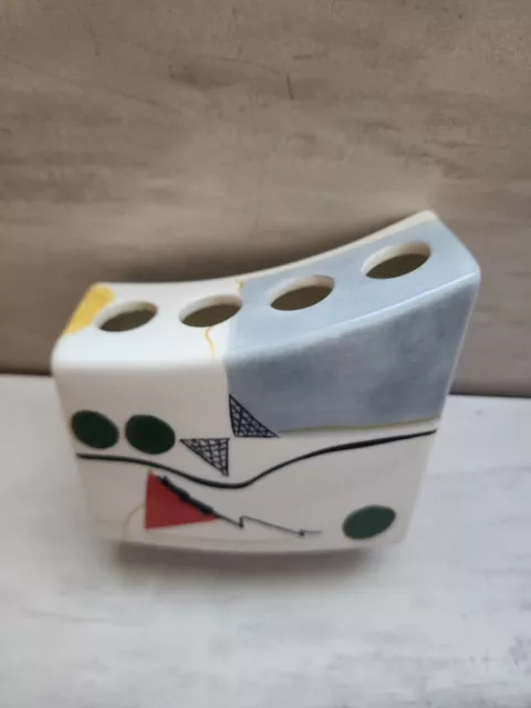 🎨 Vtg 80's Famous Home Brand Bauhaus/Abstract Style Ceramic Toothbrush Holder