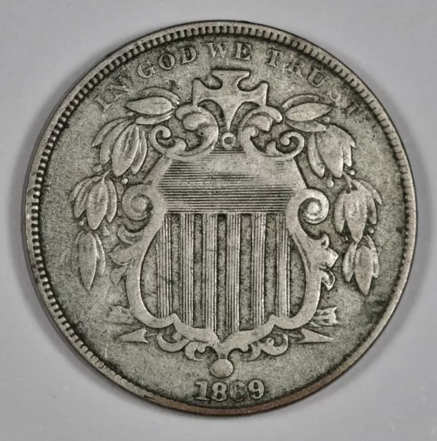 1869 Shield Nickel.  Natural Uncleaned.  VF-XF.  196607