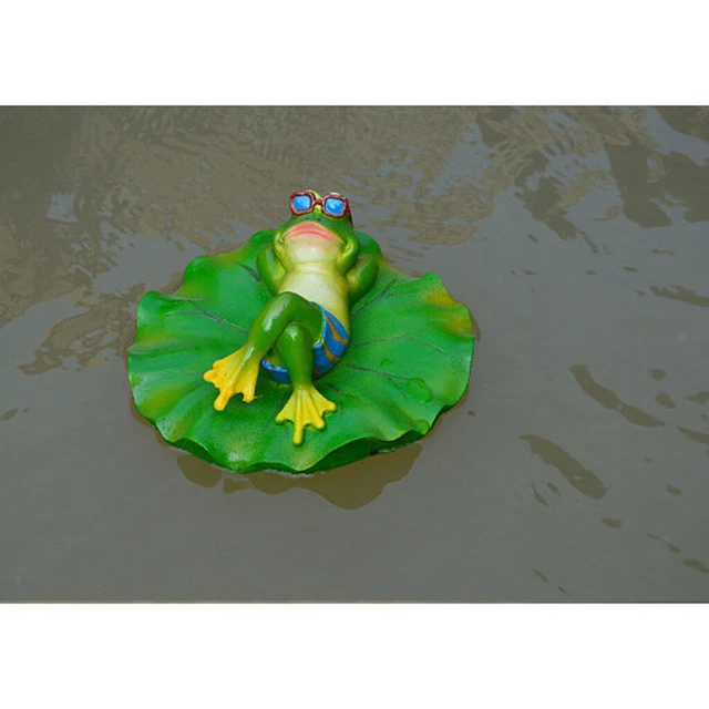 Frosch Und Blatt Schwimmend Schwimmfrosch Teichdeko Garten Teich, Liegend