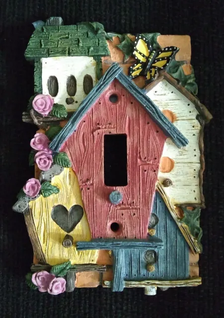 vintage resin bird houses light switch cover wall plate butterfly roses