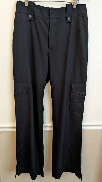 Womyn Black Bootcut Cargo Pants Size 6 Flared Leg with Slits