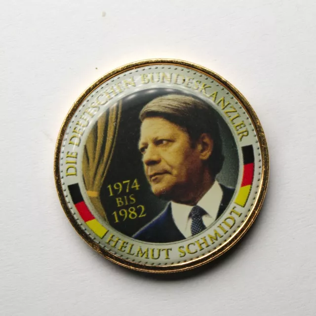 Medaille 2 Euro Helmut Schmidt Kaltemaille vergoldet 26mm sehr selten