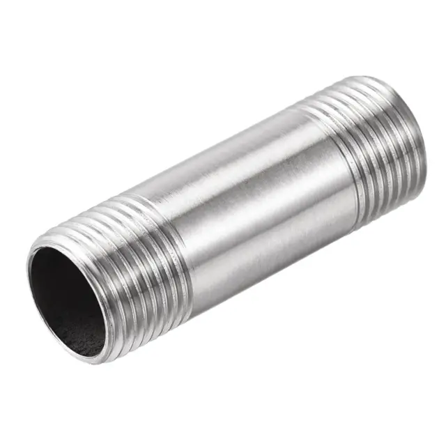 Stainless Steel Pipe Fitting G1/2 Male to G1/2 Male Thread 60mm Length Coupler