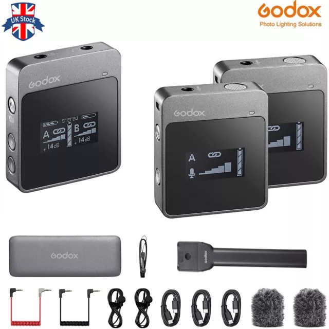 UK Godox MoveLink M2 M1 2.4GHz 2 Channel Wireless Microphone System For Camera