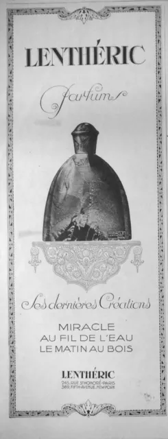 Publicite De Presse 1925 Lenthéric Parfum Miracle Au Fil De L'eau Matin Au Bois
