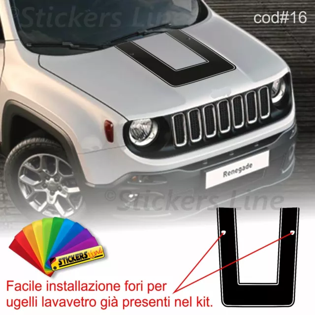 Adesivo cofano per Jeep Renegade trailhawk con fori lavavetri sticker bonnet #16