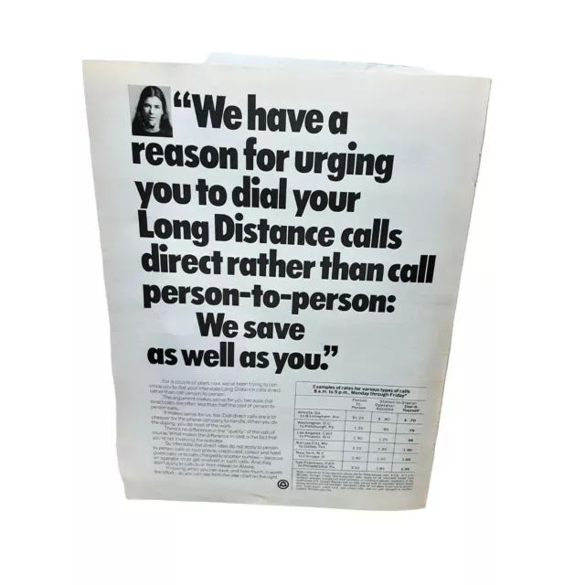 1972 Bell Telephone Long Distance Vintage Print Ad 70s