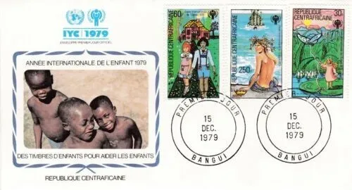 Central African Republic 1979 Year of the child set of 2 FDC Bangui cancel VGC